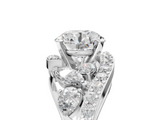 White gold Round Diamond Halo Ring with Marquise and Pavé Band in Prong Setting_123