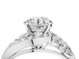 White gold Round Diamond Halo Ring with Marquise and Pavé Band in Prong Setting_29