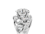White gold Round Diamond Halo Ring with Marquise and Pavé Band in Prong Setting_30