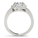 White gold Round Diamond Halo Ring with Pavé Band and Four-Prong Setting 2