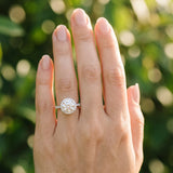 White gold Round Diamond Halo Ring with Pavé Band and Four-Prong Setting_24