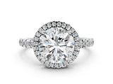 White gold Round Diamond Halo Ring with Pavé Band and Four-Prong Setting_74