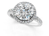 White gold Round Diamond Halo Ring with Pavé Band and Four-Prong Setting_75