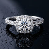White gold Round Diamond Halo Ring with Pavé Band_32