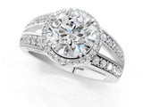 White gold Round Diamond Halo Ring with Split Shank Pavé Band and Four-Prong Setting_27