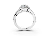 White gold Round Diamond Halo Ring with Split Shank Pavé Band and Four-Prong Setting_29