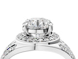 White gold Round Diamond Halo Ring with Split Shank and Bezel Accents and Four-Prong Setting_18