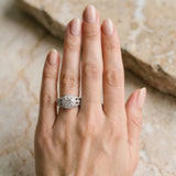 White gold Round Diamond Halo Ring with Split Shank and Bezel Accents and Four-Prong Setting_24