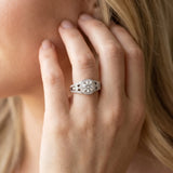 White gold Round Diamond Halo Ring with Split Shank and Bezel Accents and Four-Prong Setting_26