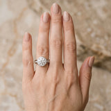 White gold Round Diamond Halo Ring with Split Shank and Bezel Accents and Prong Setting_25