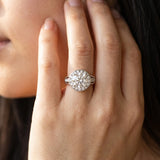 White gold Round Diamond Halo Ring with Split Shank and Bezel Accents and Prong Setting_27