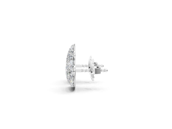 White gold Round Diamond Heart Pavé Stud Earrings