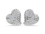 White gold Round Diamond Heart Pavé Stud Earrings