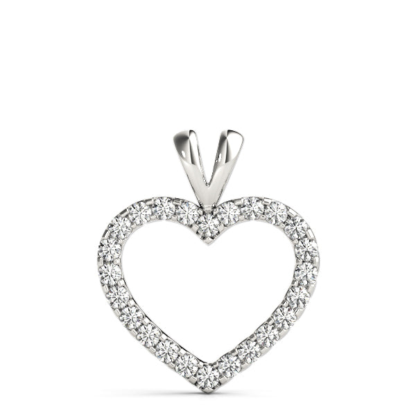White gold Round Diamond Heart Pendant with Pavé Setting 1