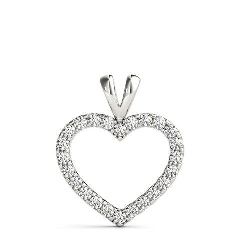 White gold Round Diamond Heart Pendant with Pavé Setting 1