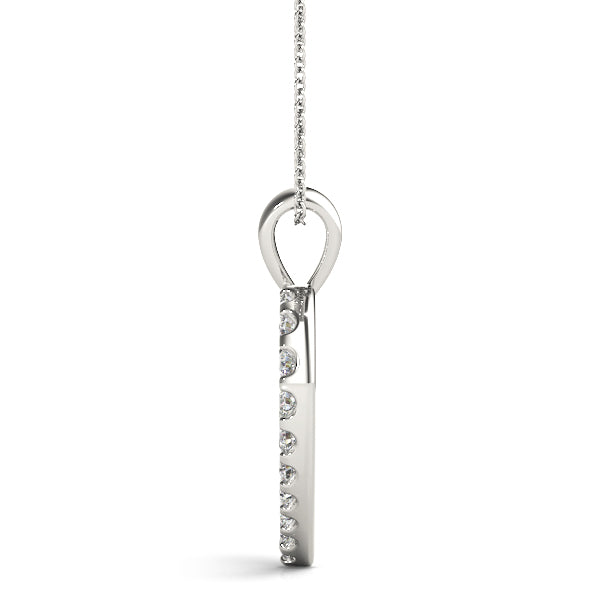 White gold Round Diamond Heart Pendant with Pavé Setting 2