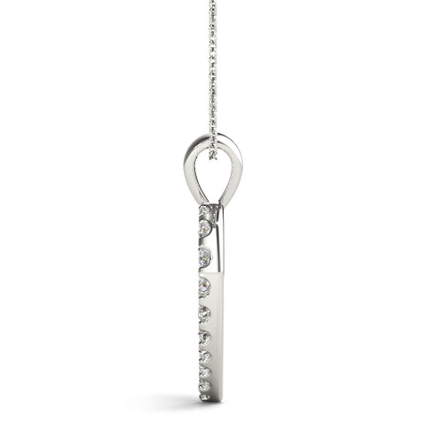 White gold Round Diamond Heart Pendant with Pavé Setting 2