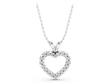White gold Round Diamond Heart Pendant with Pavé Setting_14