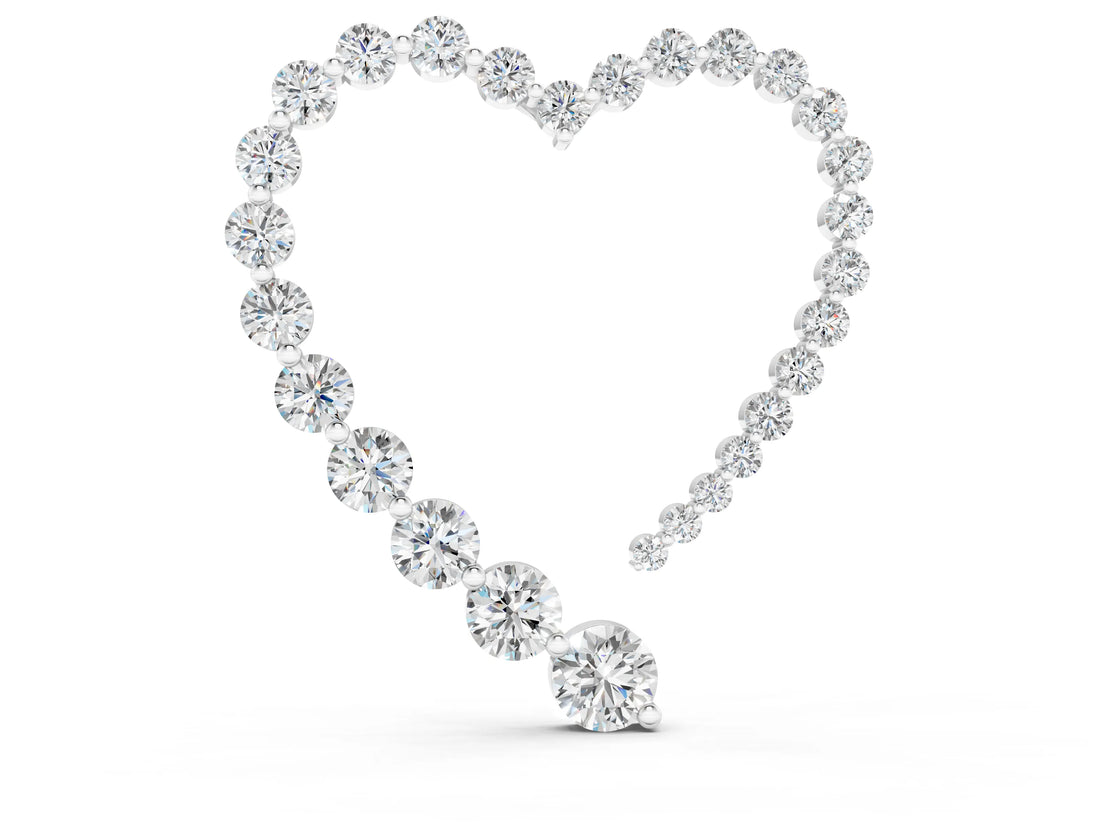 White gold Round Diamond Heart Pendant with Prong Setting_10