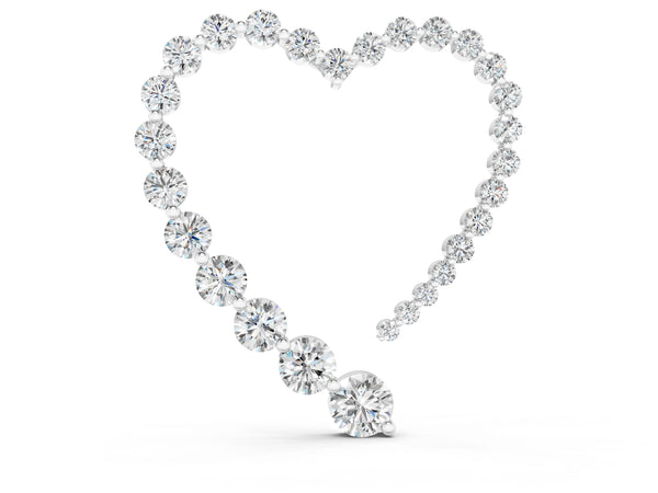 White gold Round Diamond Heart Pendant with Prong Setting