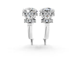 10K White Gold 1.59 Carat E VS Round Diamond Hidden Halo Drop Earrings