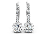 10K White Gold 1.59 Carat E VS Round Diamond Hidden Halo Drop Earrings