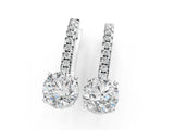 10K White Gold 1.59 Carat E VS Round Diamond Hidden Halo Drop Earrings