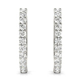 White gold Round Diamond Hoop Earrings with Prong Setting 1