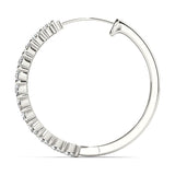 White gold Round Diamond Hoop Earrings with Prong Setting 2