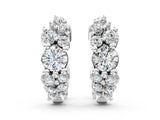 White gold Round Diamond Hydrangea Bouquet Hoop Earrings with Diamond Accents_4