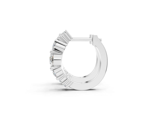 Platinum Round Diamond Hydrangea Bouquet Hoop Earrings with Diamond Accents