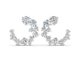 14K White Gold 1.72 Carat E VS Round Diamond Hydrangea Bouquet Open Hoop Earrings