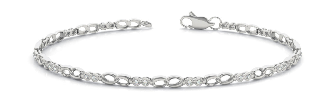 White gold Round Diamond Infinity Link Tennis Bracelet with Bezel Setting