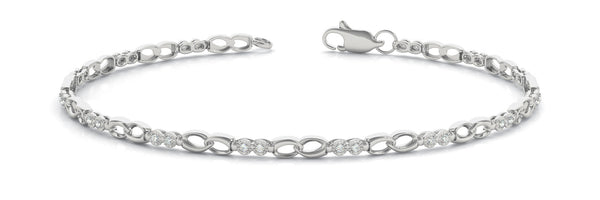 White gold Round Diamond Infinity Link Tennis Bracelet with Bezel Setting