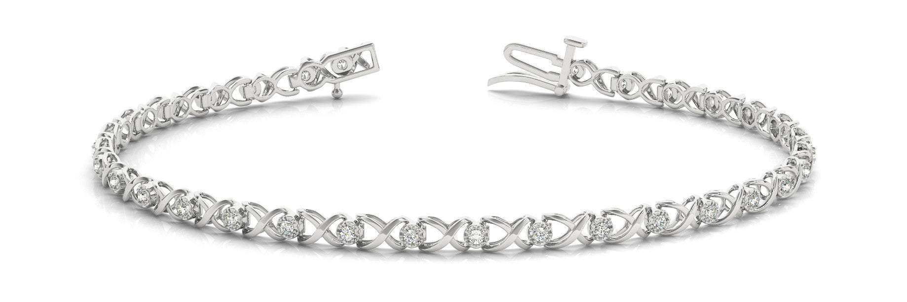 White gold Round Diamond Infinity Link Tennis Bracelet with Prong Setting