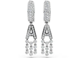 White gold Round Diamond Initial A Huggie Hoop Earrings