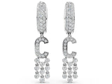 White gold Round Diamond Initial C Huggie Hoop Earrings