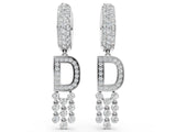 White gold Round Diamond Initial D Huggie Hoop Earrings