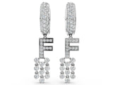 White gold Round Diamond Initial F Huggie Hoop Earrings
