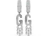 White gold Round Diamond Initial G Huggie Hoop Earrings_4