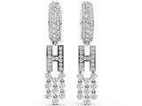White gold Round Diamond Initial H Huggie Hoop Earrings