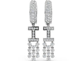 White gold Round Diamond Initial I Huggie Hoop Earrings