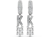White gold Round Diamond Initial K Huggie Hoop Earrings