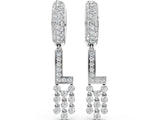 White gold Round Diamond Initial L Huggie Hoop Earrings