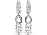 White gold Round Diamond Initial O Huggie Hoop Earrings