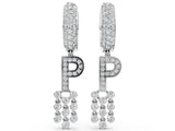 White gold Round Diamond Initial P Huggie Hoop Earrings