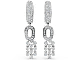 White gold Round Diamond Initial Q Huggie Hoop Earrings