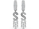 Silver 0.62 Carat E VS Round Diamond Initial S Huggie Hoop Earrings