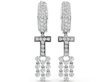 White gold Round Diamond Initial T Huggie Hoop Earrings_4