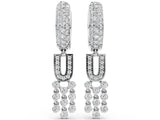 White gold Round Diamond Initial U Huggie Hoop Earrings_4